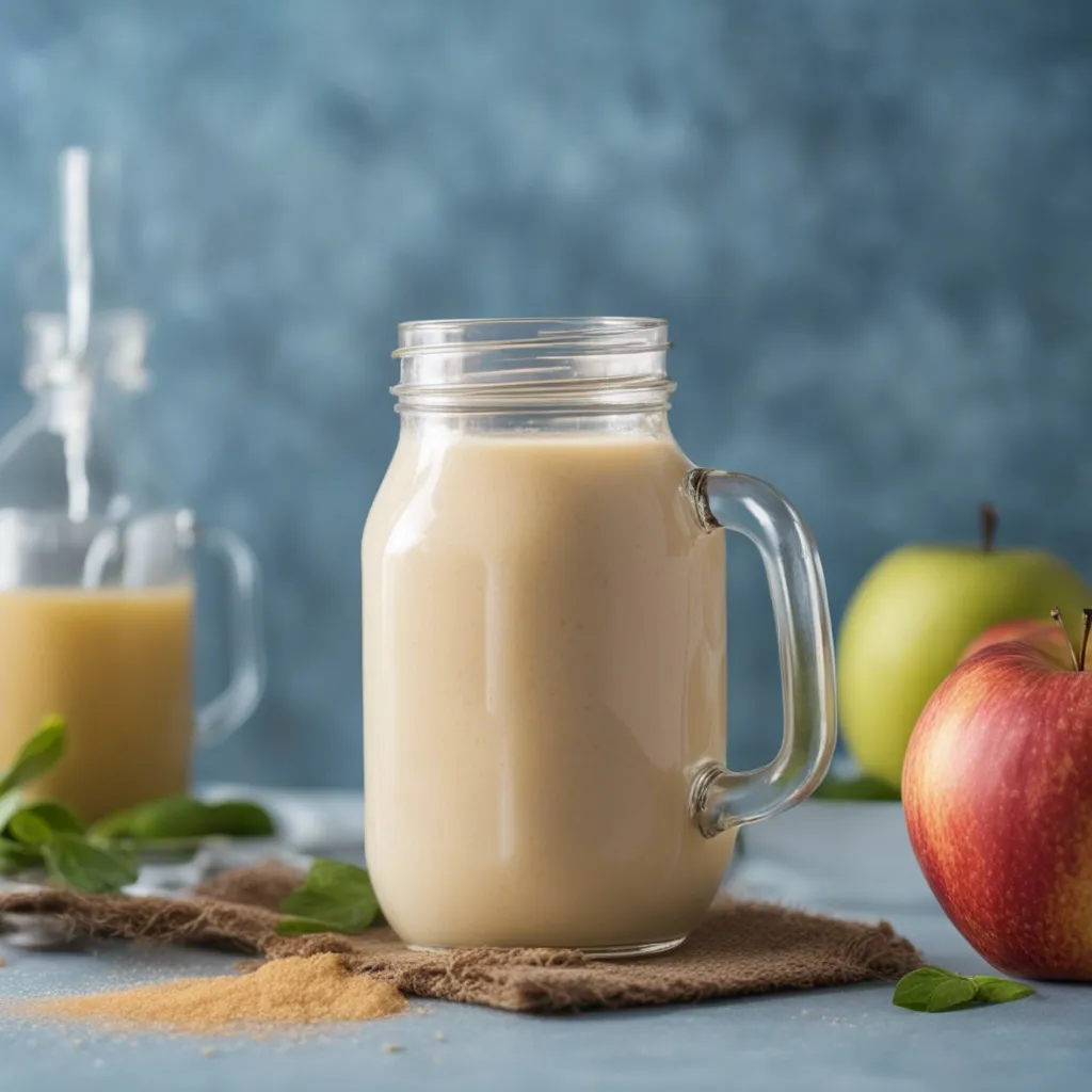 a glass of apple cider vinegar in a jar shaped cup