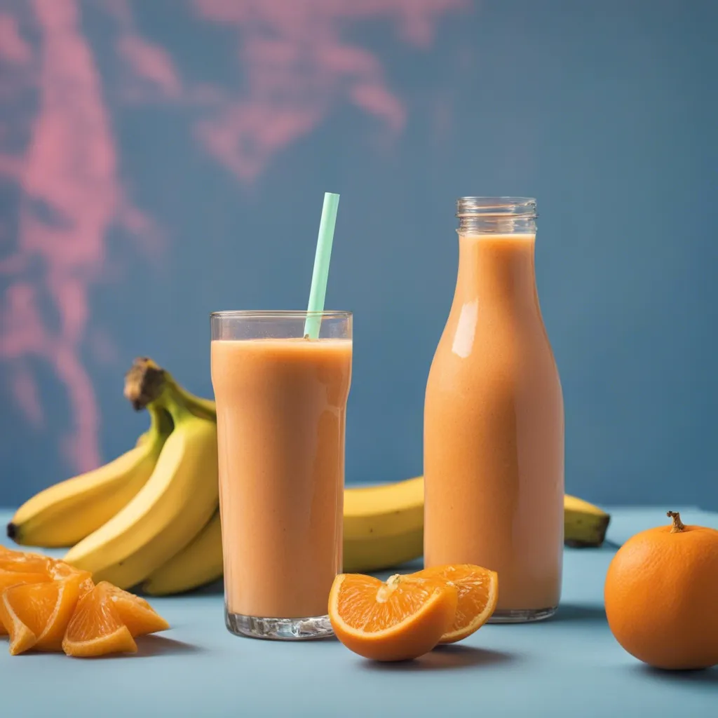 1 glasses and 1 jug of banana and papaya smoothie