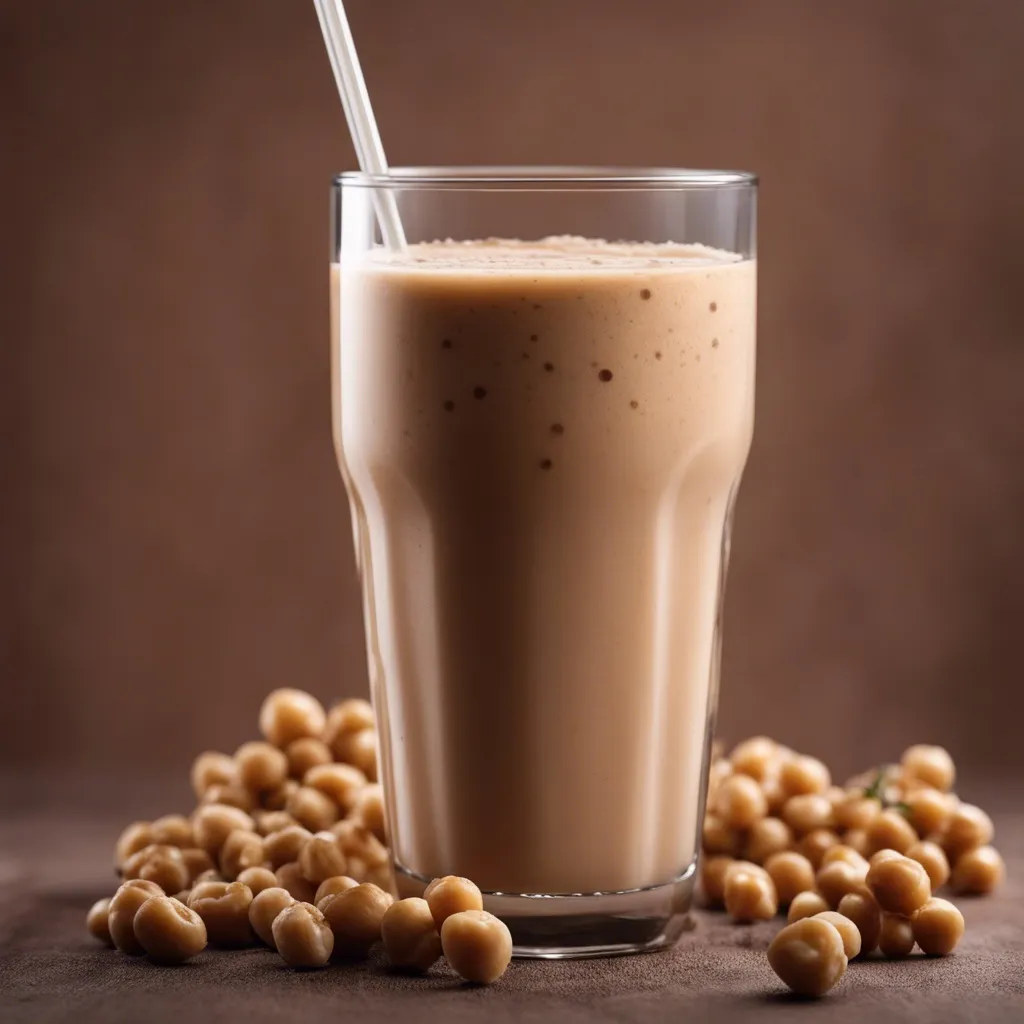 Another view of the creamy chickpea smoothie, showcasing its smooth texture and appealing color