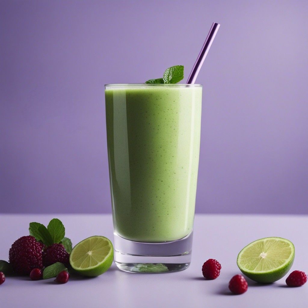 A vibrant green smoothie in a tall glass