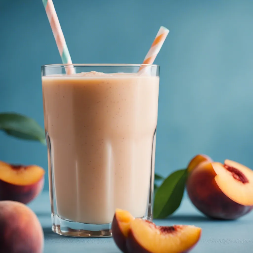 Peach Smoothie served in a stylish glass with a straw