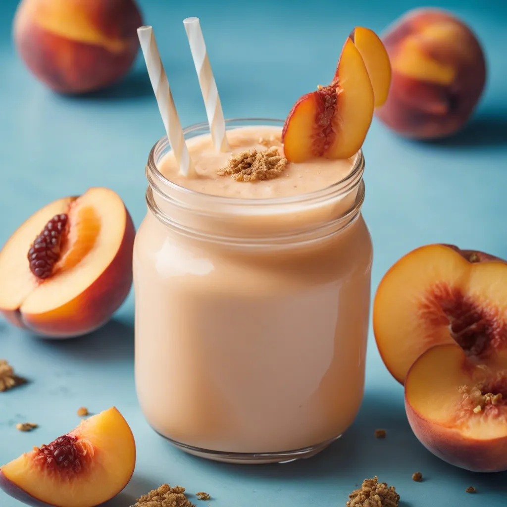 Peach Smoothie with a winter-themed presentation