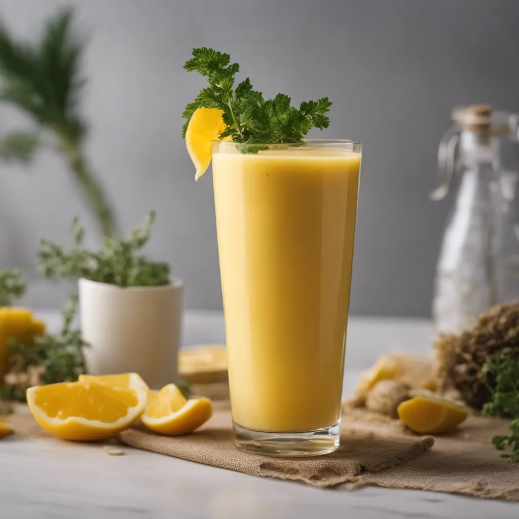 A close up of a tall glass of sea moss smoothie with a straw and mint as garnish