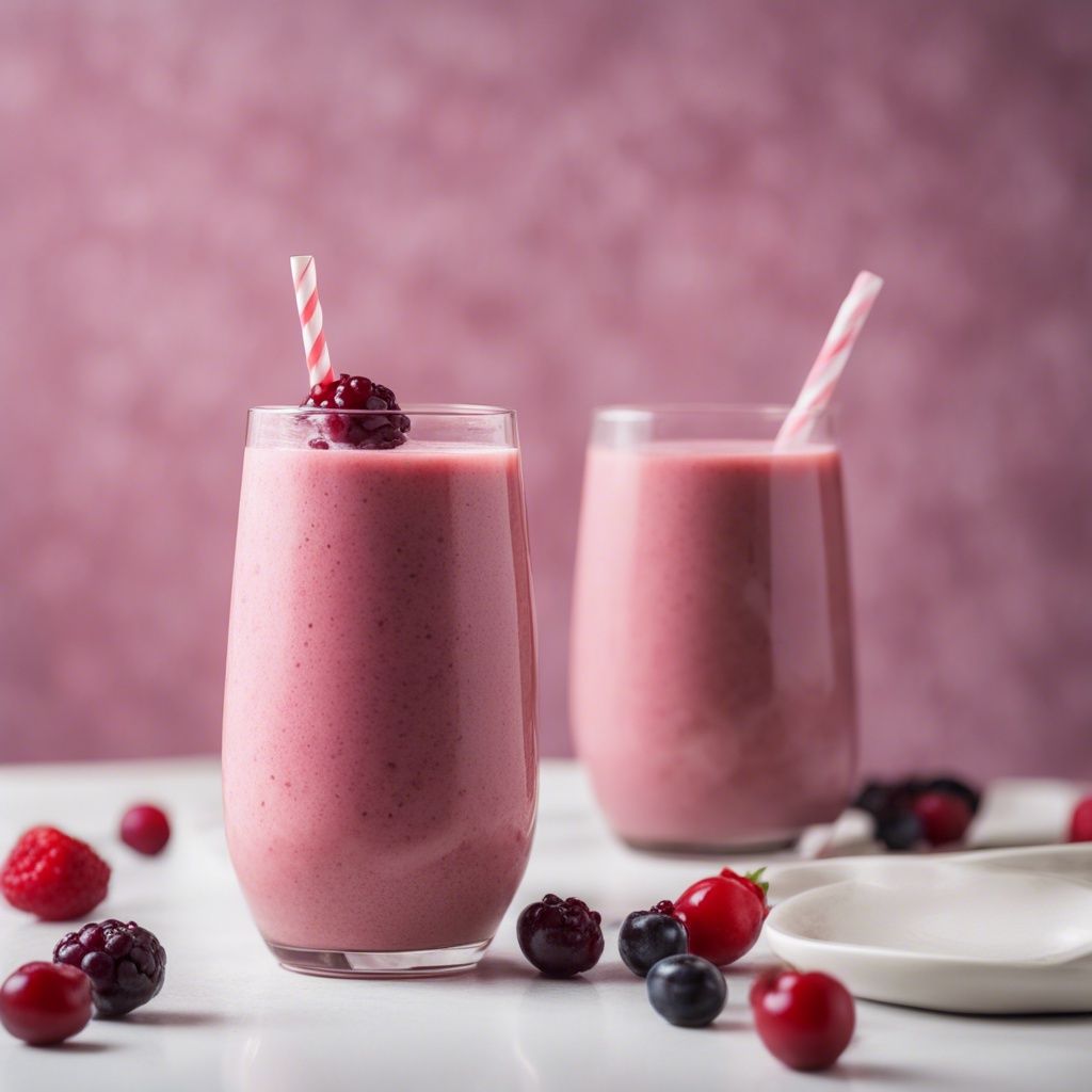 A vibrant smoothie with cranberry juice, garnished with fresh cranberries