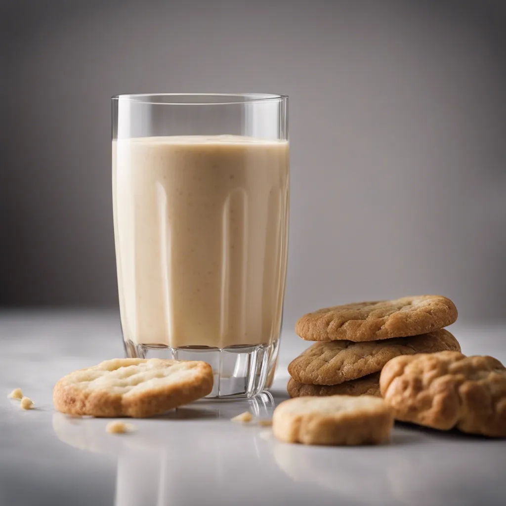 A glass of Vanilla Smoothie served with delicious homemade cookies.